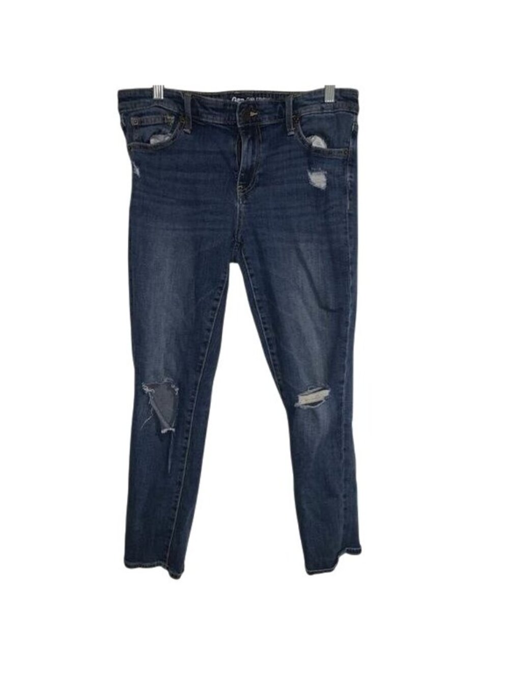Gap Girlfriend Jeans Womens 8R Distressed Mid-Rise Dark Wash Denim Casual Pants